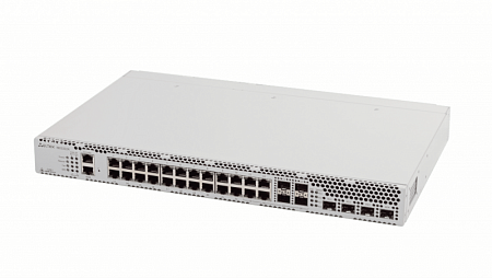 Ethernet-коммутатор MES3324, 20 портов 10/100/1000Base-T, 4 комбинированных порта 10/100/1000Base-T/1000Base-X(SFP), 4 порта 10GBase-X(SFP+), L3, 2 слота для модулей питания MES3324