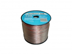 Кабель акустический Technolink 2*1.5мм2 (85*0.15мм) CCA, 100м, пластиковая катушка, прозрачный