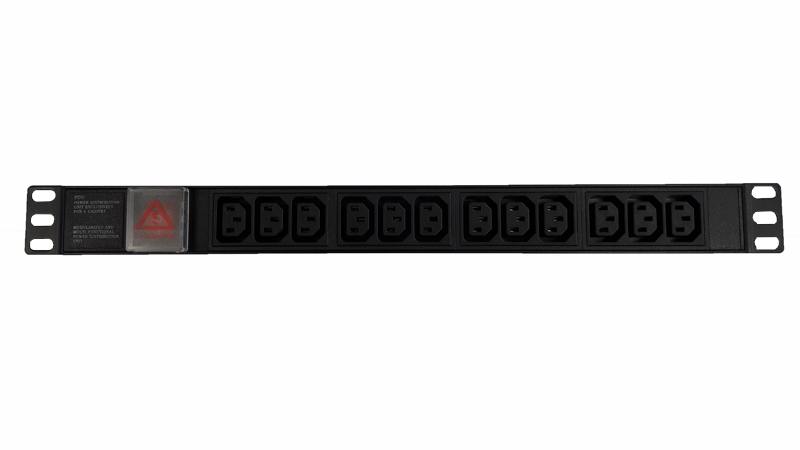 Блок розеток 19", 16А, 12 розеток IEC C13, без шнура, выключатель ...