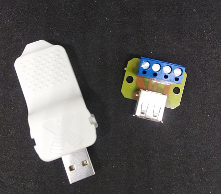 Комплект разъемов USB A-male + USB A-female для витой пары